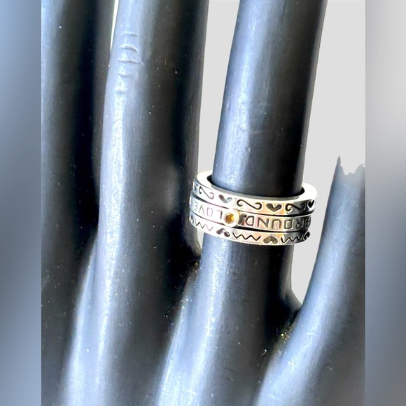 Brighton Sterling silver garnet spinner Love Makes World Go Round Ring Size 5 - Picture 5 of 6